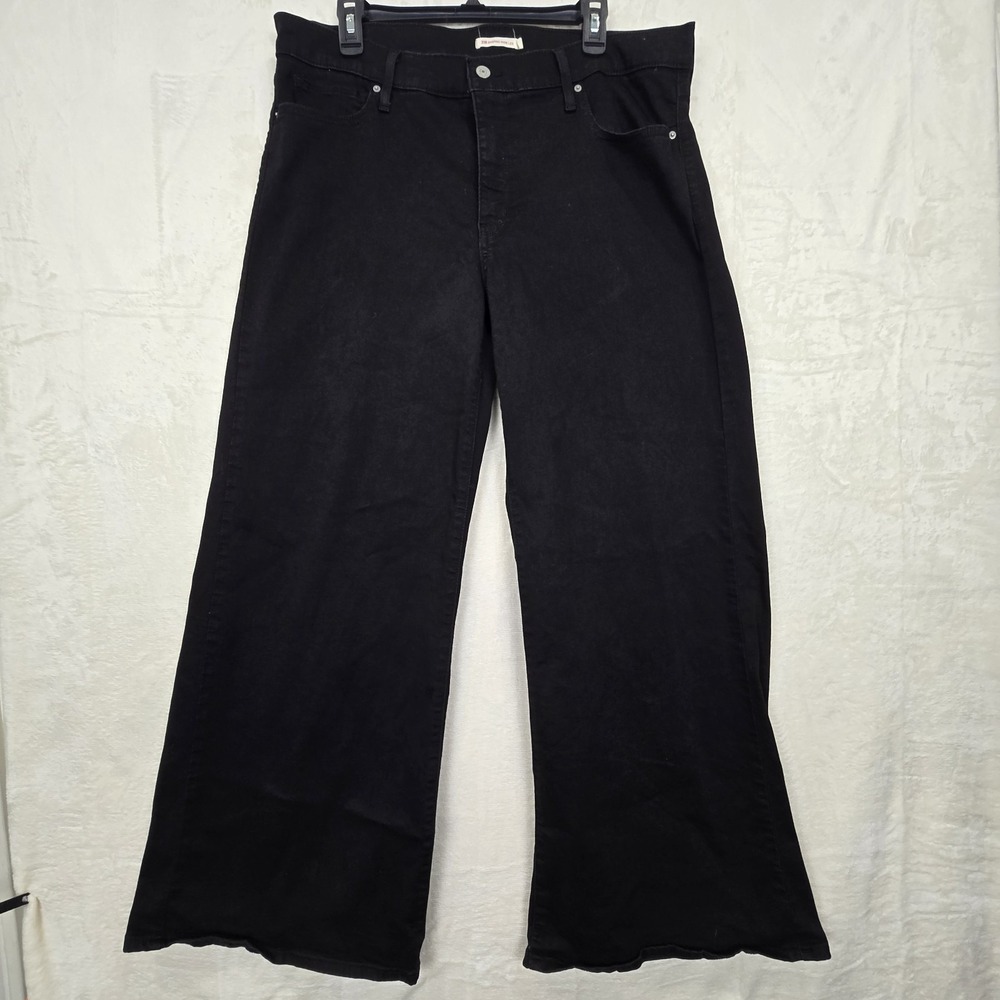 Levi's‎ 318 Shaping Wide Leg Jeans Women's Size 34 Black Denim Retro Stretchy